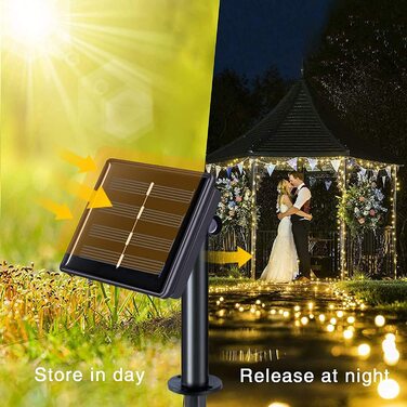 Сонячна гірлянда Oreunik 2×12 м, 240 LED, тепле біле світло, водонепроникна, для вулиці та дому: декор саду, тераси, дерев, вечірок, весіль, свят