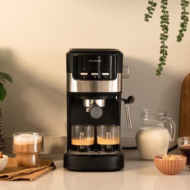 Еспресо-машина Cecotec Compact Power Espresso 20 Retro Green - 1100 Вт, 20 бар, Thermoblock, капучинатор, 1.25 л