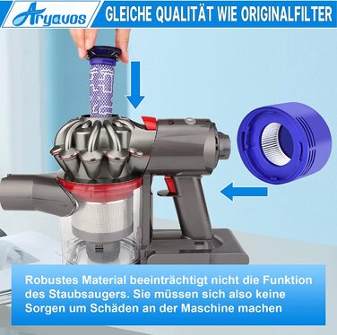 Фільтр Aryavos V8 для пилососа Dyson V8/V7, набір 2 HEPA постфільтри та 4 попередні фільтри, сумісний з Animal Absolute/Motorhead, з щіткою для чищення, заміна DY-96566101/DY-96747801