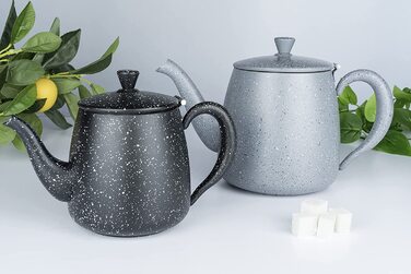 Чайник із нержавіючої сталі Café Olé PT-048GG, 1.35 л, сірий граніт, преміум-якість, безкапельний носик, порожнисті ручки, відкидний кришка