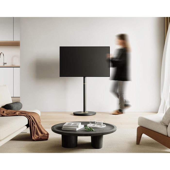 FITUEYES мобільна стійка для телевізора 32-65'' з коліщатками, регульована по висоті, мінімалістичний дизайн, для дому та офісу