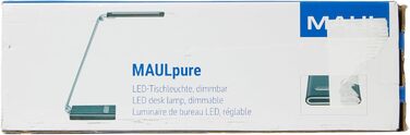 Світлодіодна настільна лампа Maul Maulpure, димована, офісна, денне світло, USB зарядка для смартфона/годинника, 7-ступінчастий димер, сенсорне керування, срібляста
