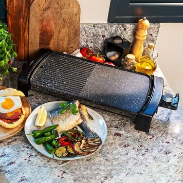 Електричний гриль Cecotec Tasty&Grill 2000 InoxStone, антипригарна панель Rockwater, 2000 Вт, регулятор температури, корпус із нержавіючої сталі