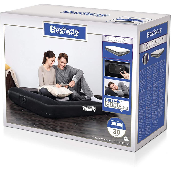 Надувний матрац Bestway Aeroluxe з вбудованим електронасосом, Queensize (191x137x30 см)