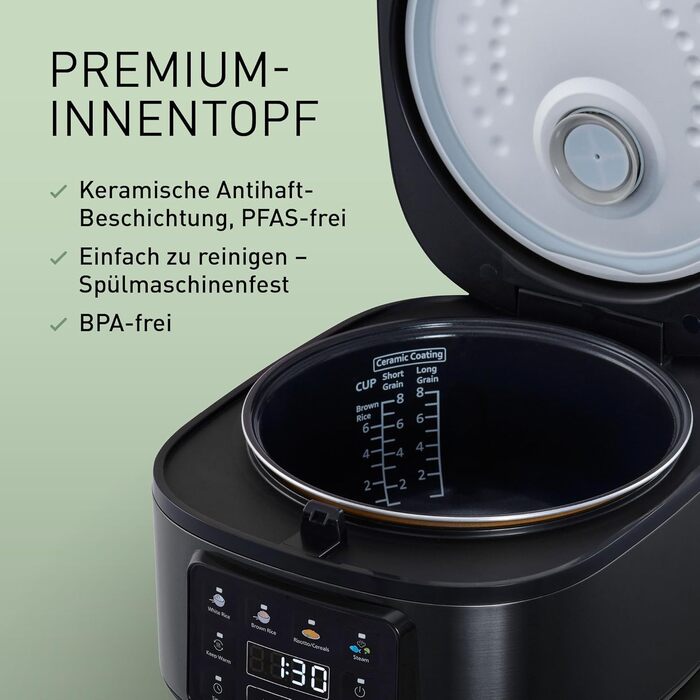 Рисівварка Panasonic SR-DA152WXE 1.5л (8 чашок) з функцією пароварки, чорна - Fuzzy Logic, BPA-free