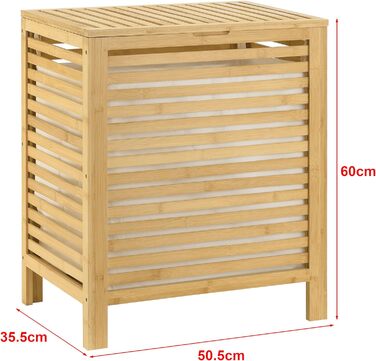 Бамбуковий кошик для білизни en.casa Skövde 65 л, знімний мішок, 50,5x35,5x60 см