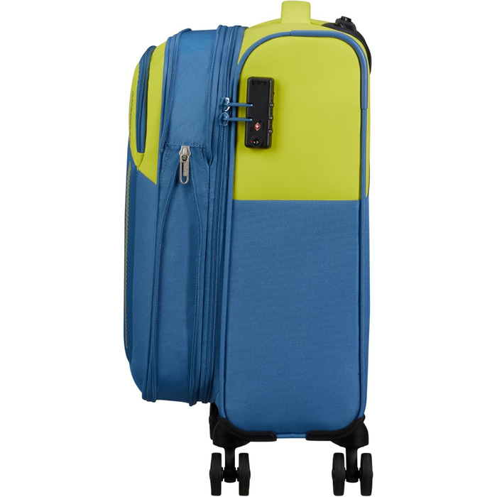 Валіза American Tourister Daring Dash Spinner S, розширювана, 55 см, 39/46 л, зелено-синя, ручна поклажа