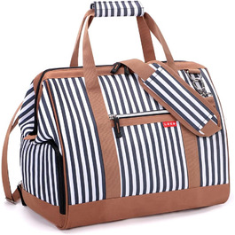 Жіноча дорожня сумка Lekesky 33 л, синя смугаста, з відділенням для взуття, спортивна сумка для подорожей, лікарні, пляжу