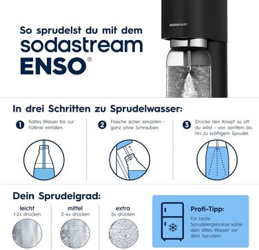 Сифон для газування води SodaStream ENSO з пляшкою 1л та циліндром CO2, чорний