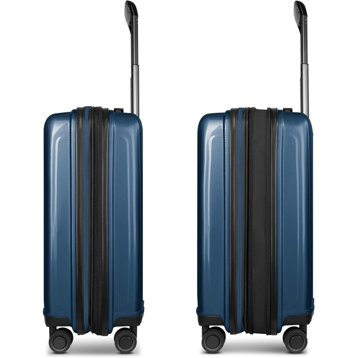 Набір валіз REDOLZ Essentials 14: S (55 см), M (66 см), L (77 см) з розширенням, TSA, 4 колеса (Dark Blue Metallic)