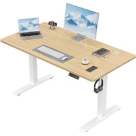 Електричний регульований стіл Triumphkey 110x60 см, бежевий - стіл для дому та офісу, ергономічний комп'ютерний стіл