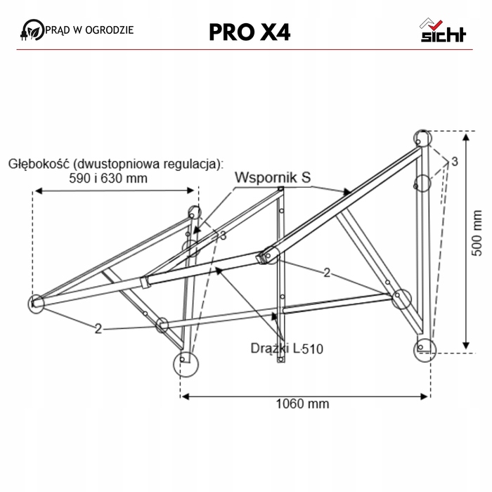 Регульований підставець з полицею PRO X4 PLUS для чотирьох шин, вантажопідйомність 220 кг, 250 мм