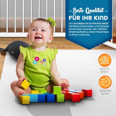 KIDUKU® Манеж для дітей 7,2 м XXL складаний з дверима, подвійний захист, 8 секцій, білий, огорожа для малюків