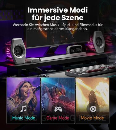 Edifier G2000 Pro - Bluetooth колонки для комп'ютера з 7.1 об'ємним звуком, RGB підсвічуванням, USB та Aux входами (білі)