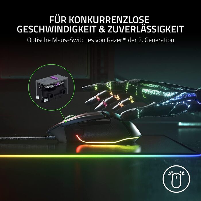 Ігрова миша Razer Basilisk V3 дротова з RGB підсвіткою Chroma, 11 програмованих кнопок, гіперскрол колесо, ергономічний дизайн, чорна