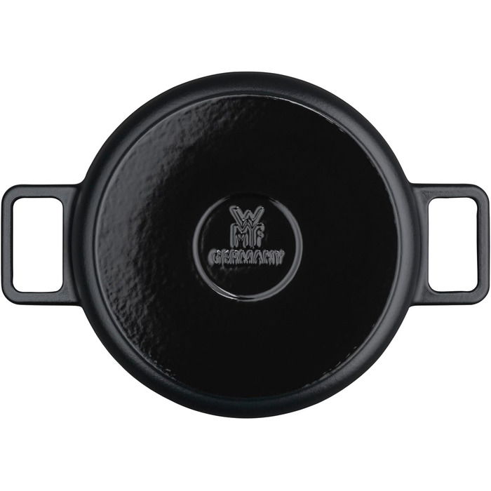 Жаровня WMF Flavour 24 см з чавуну, емальована, для індукції, чорна, з кришкою з конденсаційними виступами, сучасний дизайн
