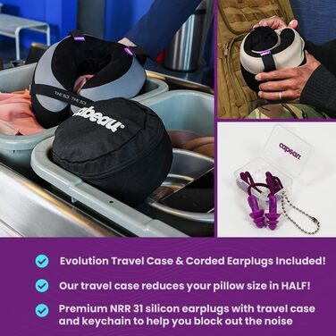 Подорожня подушка для шиї Cabeau Evolution TNE S3 Cairo, ортопедична memory foam, з кріпленням, для літака, офісу, дому, ігор