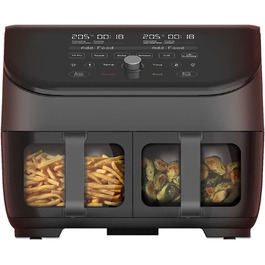 Фритюрниця з подвійною чашею Instant Vortex Plus ClearCook, 7.6 л, 8-в-1, цифрова аерофритюрниця, чорна, XL, 1700 Вт – для запікання, смаження, грилю, дегідрації, підігріву
