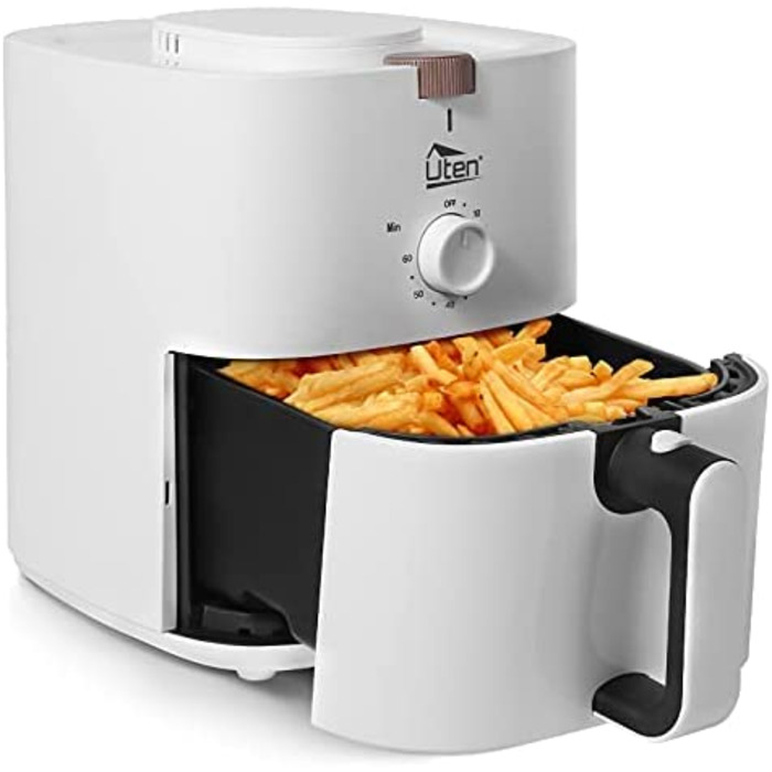 Аерофритюрниця Heißluftfritteuse 4L XL, 1500W з функціями підігріву та підігріву страв, антипригарний кошик, без олії, біла