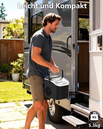 Льодогенератор портативний Klein Ice Maker 12 кг/24год, швидке виробництво льоду (8 кубиків за 6 хв), 2 розміри кубиків, самоочищення для дому, кухні, кемпінгу, вечірок