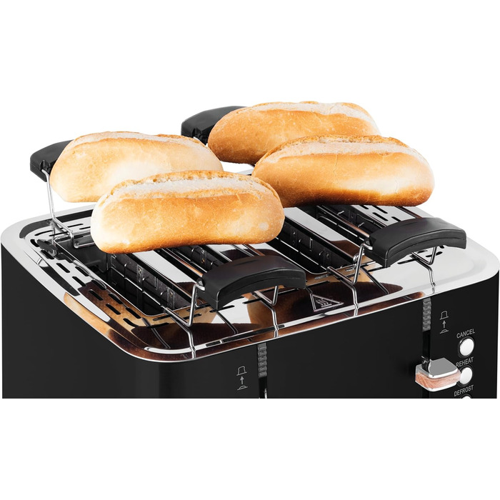 Тостер ECG ST 4768 Timber Black, 4 скибки, чорний, дерево