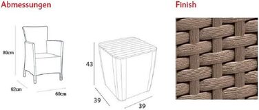 Набір садових меблів для балкона Allibert Iowa Rattan, сірий, 3 предмети - компактний комплект з ротангу