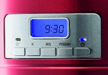Кавоварка Grundig KM 6330 Red Sense, 1,8 л, 12 чашок, з цифровим годинником і програмованим стартом, металік червона