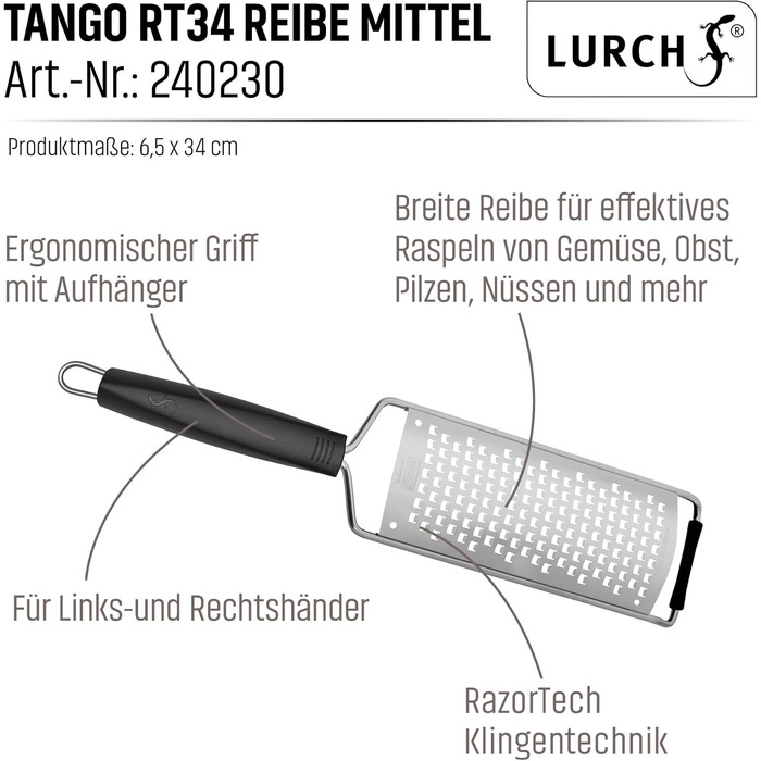Терка кухонна Lurch RazorTech 240250 з нержавіючої сталі та пластику, 23x10.5x8.5 см, широка середня