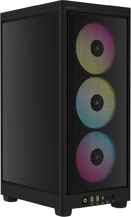 Корпус для ПК Corsair iCUE 2000D RGB Airflow Mini-ITX, сталевий, з підсвіткою, 3 вентилятори Slim AF120 RGB, контролер iCUE Lighting Node Core, чорний