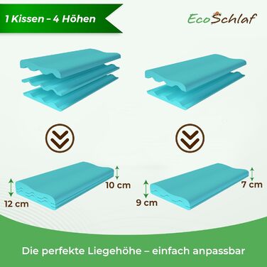 Ортопедична подушка EcoSchlaf® 2025 Premium з підтримкою шиї – сертифікована – для тих, хто спить на боці. З м'якої піни Memory Foam. Ергономічна подушка для шиї, зменшує біль у шиї, регульована висота.