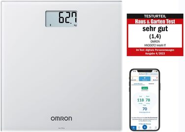 OMRON HN300T2 Intelli IT – розумні електронні ваги для тіла з Bluetooth, для дому, підключення до смартфона, сірі