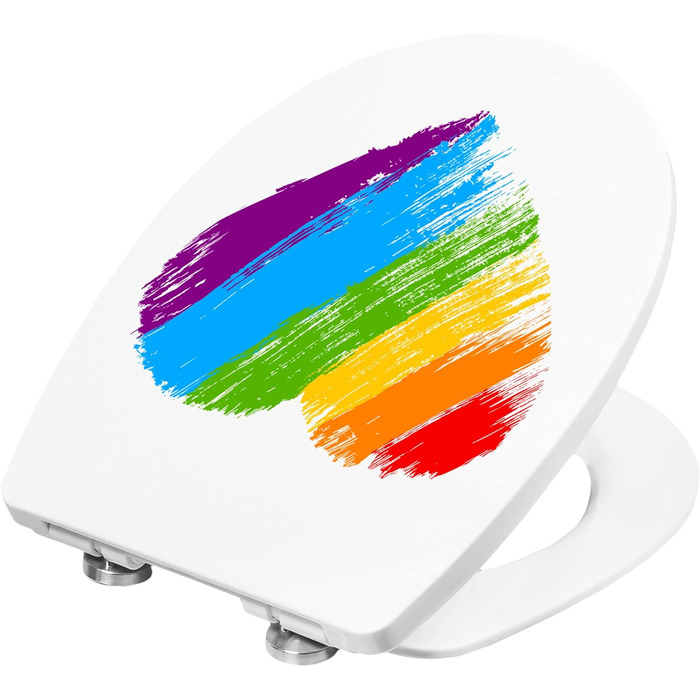 Сидіння для унітазу Cornat Rainbow, білий, термопласт, з малюнком веселки, плавне закривання, легке очищення