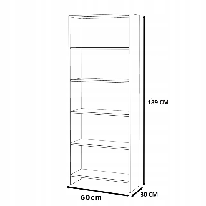 Стелаж Stiv-Meble, 60 x 189 x 30 см, дуб вотан
