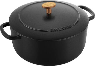 BALLARINI Bellamonte гусятниця-каструля, кругла, 22 см, 3 л, емальоване чавунне начиння, чорна