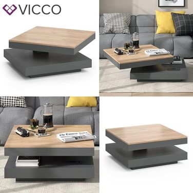 Журнальний стіл Vicco Elias, антрацит/дуб золотий, 70x34 см
