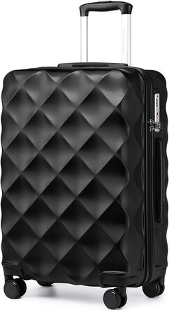 Валіза British Traveller XL, жорсткий корпус, 74.5×49×30.5 см, чорна, ABS+PC, з TSA-замком, велика дорожня валіза на колесах для подорожей
