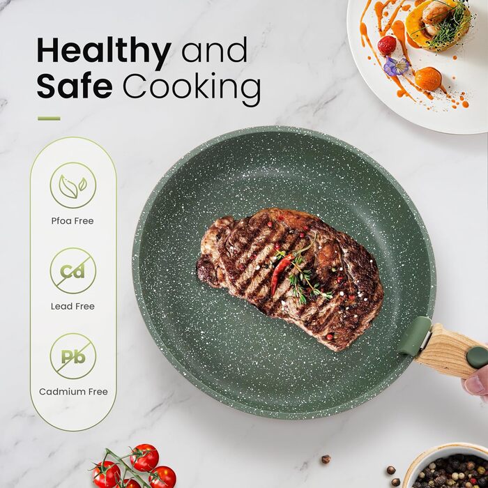 Набір сковорідок і каструль Kitchen Academy з знімними ручками, 10 предметів, антипригарне покриття, з кришками, для індукційних та всіх плит
