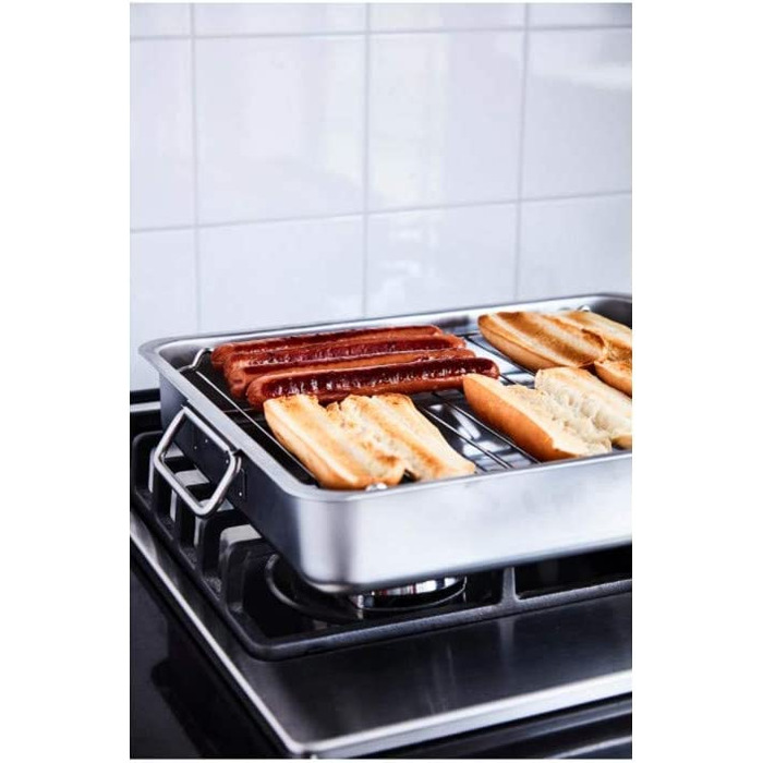 Форма для запікання з решіткою IKEA Koncis, нержавіюча сталь, 40x32x7 см, срібляста