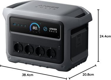 Портативна електростанція Anker SOLIX C1000 Gen 2, 2000Вт сонячний генератор, LiFePO₄ акумулятор 1024Вт-год, швидка зарядка за 49 хв, для кемпінгу та резервного живлення