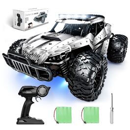 Радіокерований позашляховик Tecnock 1:16 з підсвічуванням, 2.4GHz, 2 акумулятори (60 хв), сріблястий - іграшка для дітей та дорослих