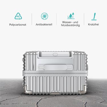Дорожня валіза Voyagoux 39L, мала, жорсткий ABS корпус, TSA-замок, 4x360° колеса, срібляста