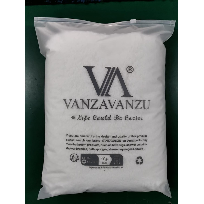VANZAVANZU килимок для ванної, нековзний, мікрофібра, білий, 40x60 см, суперпоглинаючий, м'який, швидковисихаючий, машинне прання