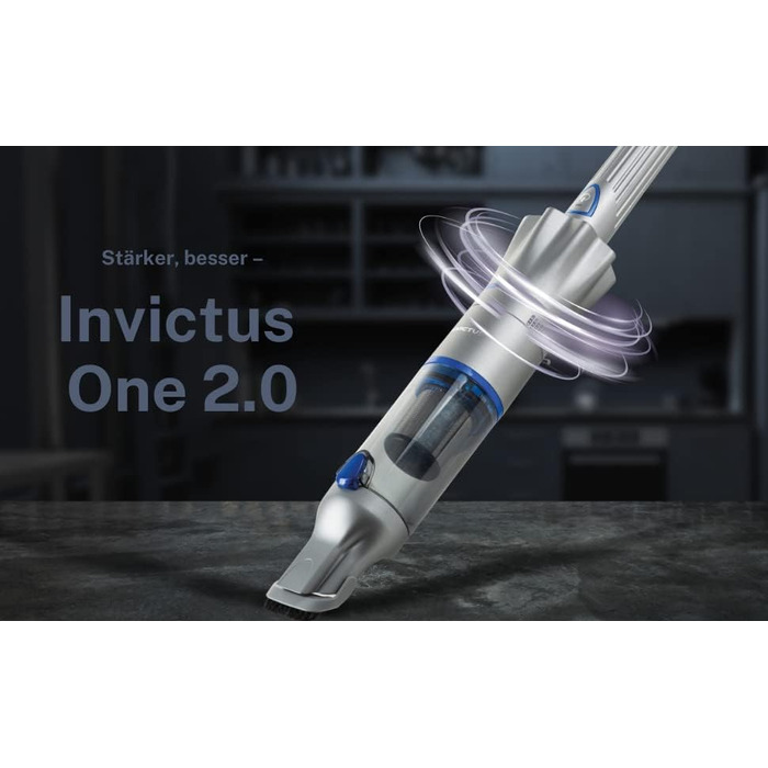 Пилосос Genius Invictus One 2.0 15-в-1, ручний та підлоговий, безмішковий і бездротовий, 13000 Па, 2 HEPA фільтри, Li-Ion акумулятор, насадки, 90 Вт, синій