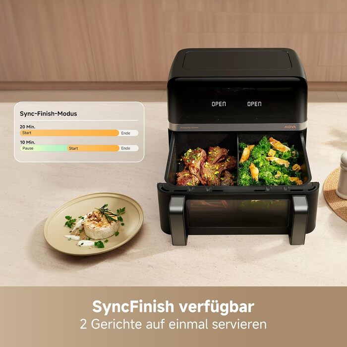 Аерофритюрниця Mova AeroChef FD20 Pro з двома зонами приготування, 9 л, 2700 Вт, SyncFinish, діапазон температур 40-230 °C