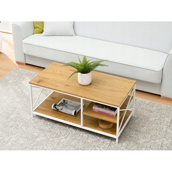 Журнальний стіл Mebel-Partner прямокутний, 100 x 50 x 43 см, білий