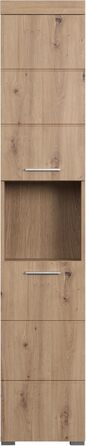 Висока шафа для ванної кімнати trendteam Amanda, 37x190x31 см, колір дуб Асте, Badschrank, сучасний дизайн