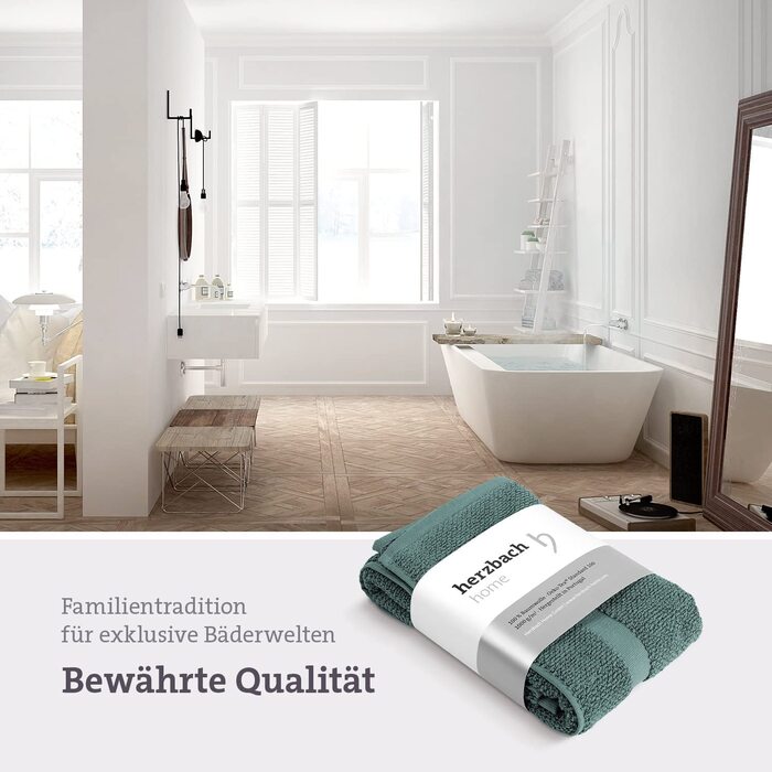 Килимок для ванної herzbach home 100% бавовна, 1000 г/м², водопоглинаючий, праний, озеан-зелений, 60x100 см
