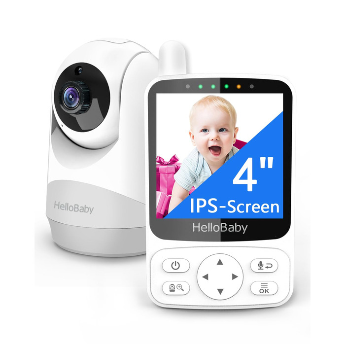 Радіоняня HelloBaby з камерою, 29 год автономії, поворотна камера 318°/120°, нічний режим, 2-сторонній зв'язок HB6240