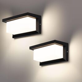 Світильник настінний вуличний LED 18W IP66, прямокутний світильник Up and Down з алюмінію для дому, тераси та гаража, нейтральне біле світло (комплект 2 шт.)