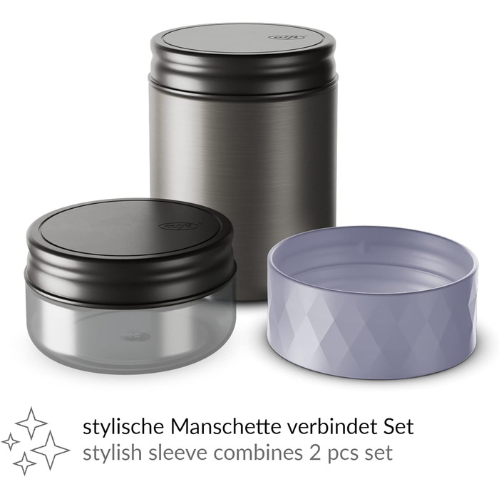 Термоконтейнер для їжі alfi ENDLESS FOOD MUG 500 мл, лаванда, з додатковим снек-потом, 3-в-1, із нержавіючої сталі, ізольований, не протікає, зберігає тепло до 5 годин, холод – до 10 годин, можна мити в посудомийній машині